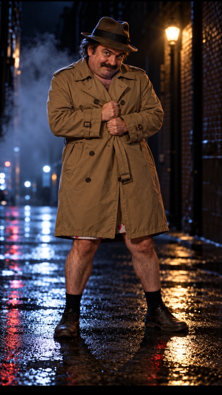 Mr. Clock bashful trench coat splash art